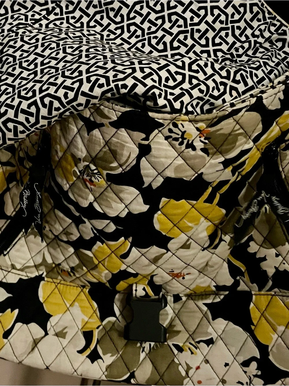 Vera Bradley Dogwood Black, Yellow & Cream Quilted Laptop Bag
